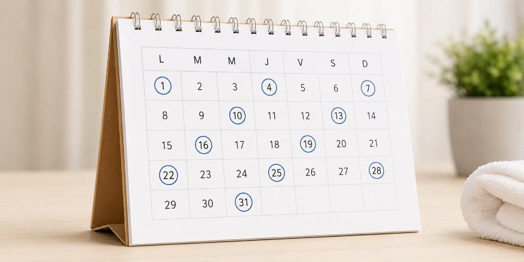 Calendario de mantenimiento — aplicar BHL cada tres noches